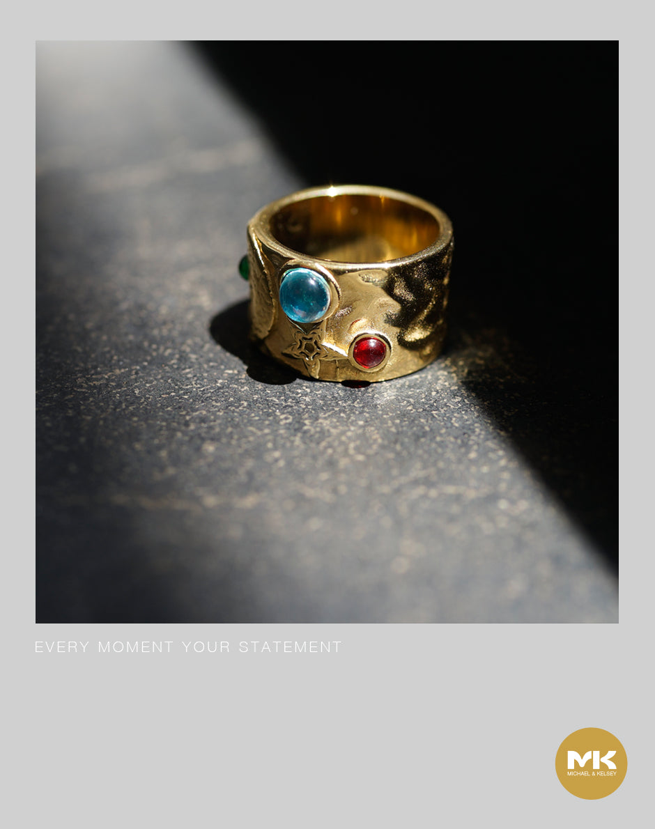 酷龐克鋯石戒指（金）