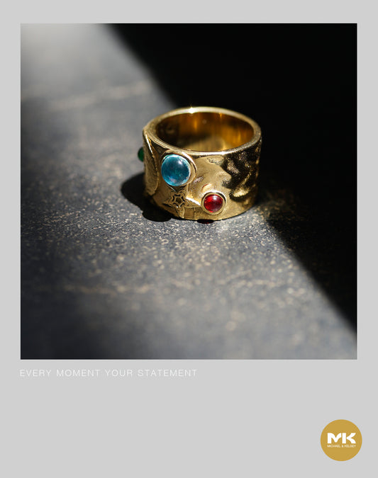 酷龐克鋯石戒指（金）