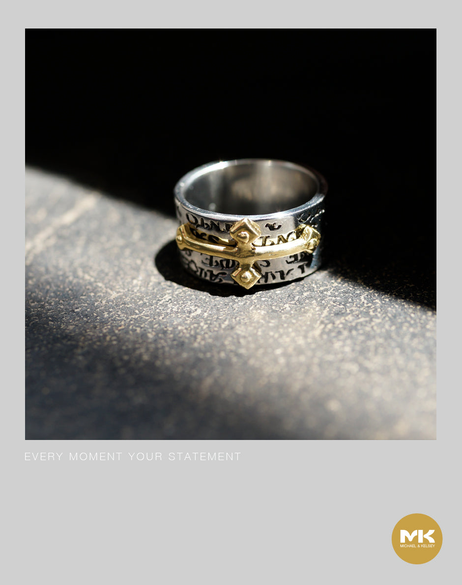 歌德式銀間十字戒指